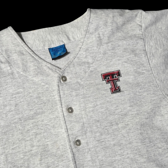 Heron Bay Other - Vtg Texas Tech Baseball Jersey Logo Button-Up Gray USA Medium Heron Bay Shirt
